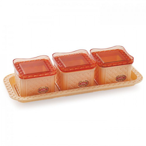 Cello Royale Dry Fruit Set - 3 Containers + 1 Tray