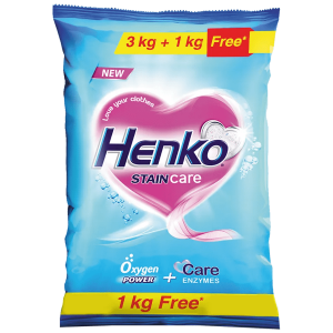 Henko Detergent Powder 3KG + 1KG Free