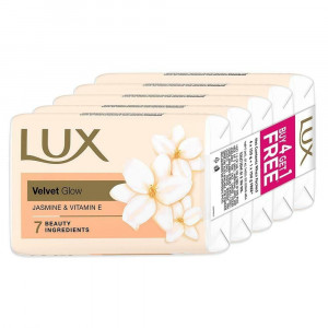 Lux Velvet Glow Jasmine & Vitamin E Bath Soap 5x100GM (Buy 4 Get 1 Free)