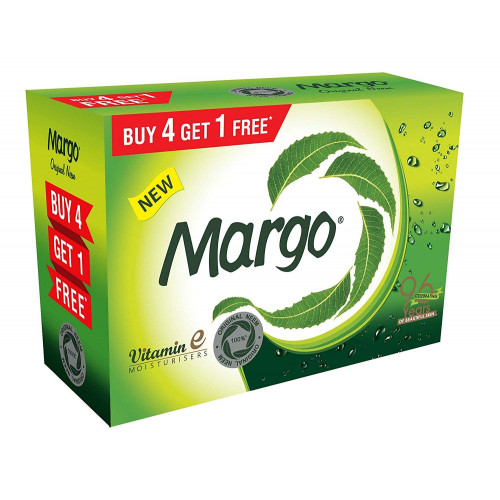 Margo Original Neem Soap With Vitamin E 5x100GM (Buy 4 Get 1 Free)