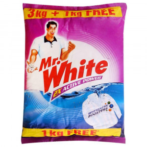 Mr. White Detergent Powder 3KG + Get 1KG Free
