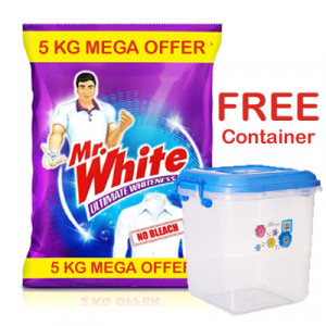 Mr.White Detergent Powder 5KG + Free Container