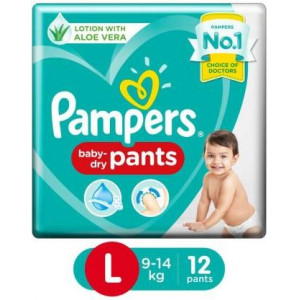 Pampers Diaper Pants Lotion With Aloe Vera - L  (12 Pcs)
