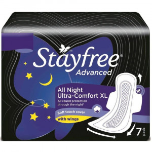 Stayfree Advanced Extra Large All Night Soft Cover Sanitary Pads - 7N