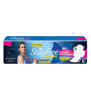 Stayfree Secure Dry Cover With Wings XL - 6N