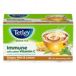 Tetley Green Tea, Ginger, Mint & Lemon Flavours 25N