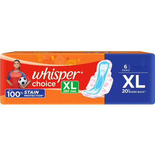 Whisper Choice Sanitary Pads - XL, 6 Napkins