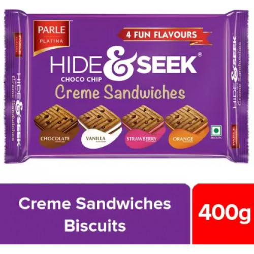 Parle Hide & Seek Choco Chip Creme Sandwiches Cookies 400GM