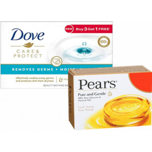 Dove Care & Protect Soap 100G B3G1 + Pears Pure & Gentle Soap 40 Gm (Combo)