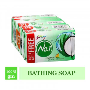Godrej No.1 Coconut & Neem Bathing Soap (Buy 4 Get 1 Free)