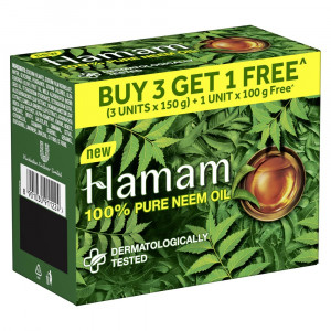 Hamam 100% Pure Neem Oil Soap Buy 3x150GM & Get 1x100GM Free