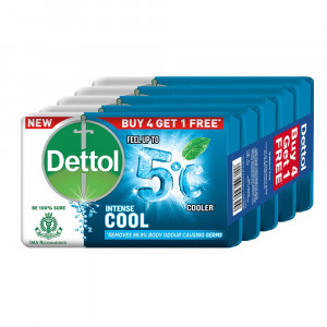  Dettol Intense Cool Bathing Soap 5x125GM (Buy 4 Get 1 Free)